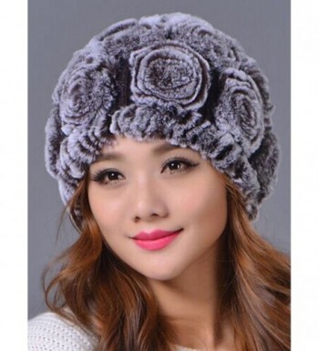 LITHER Genuine Rabbit Knitted Beanie in Women's Skullies & Beanies