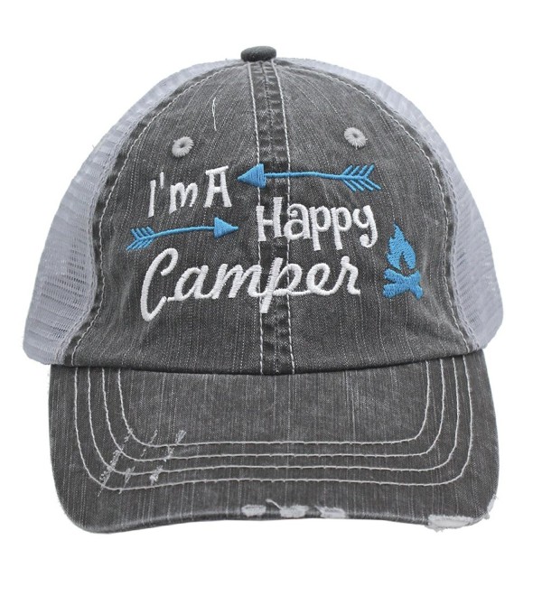 Turquoise I'm am A Happy Camper Women Embroidered Trucker Style Cap Hat Rocks any Outfit - CY182200D59