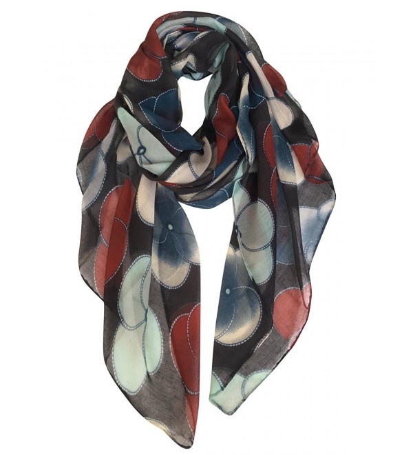 GERINLY Scarf Wrap - Ladies Fashion Oblong Scarves Evening Primrose Flowers Shawls - Black - CQ12MFDDM0V