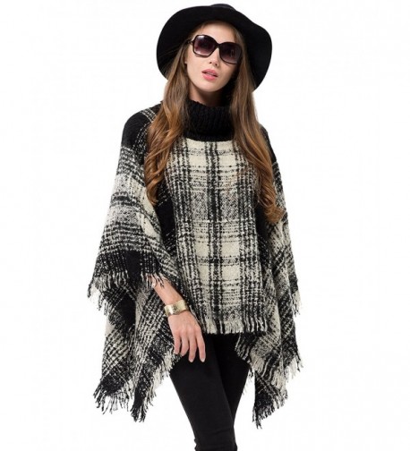 OTIOTI Knitted Pullover Sweater Turtleneck - A002black and White Plaid - CC186MIEN34