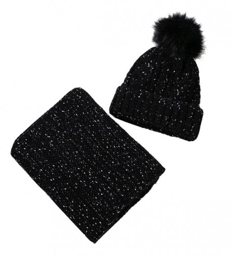 Artone Christmas Knitted Stripe Beanie Hat Scarf Fleece Gloves Winter - Black Hat Scarf Set - CL187K59CD8