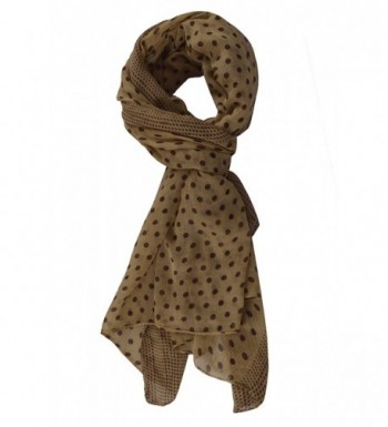 Peach Couture Soft Lightweight Fashion Charming Polka Dot Sheer Scarf Shawl Wrap - Tan/Brown - CH11KNL3MTJ