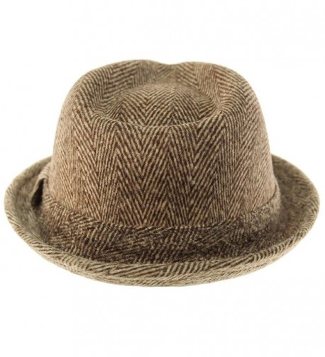 Herringbone Winter Fedora Uprturn Hat in Men's Fedoras