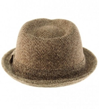 Herringbone Winter Fedora Uprturn Hat in Men's Fedoras