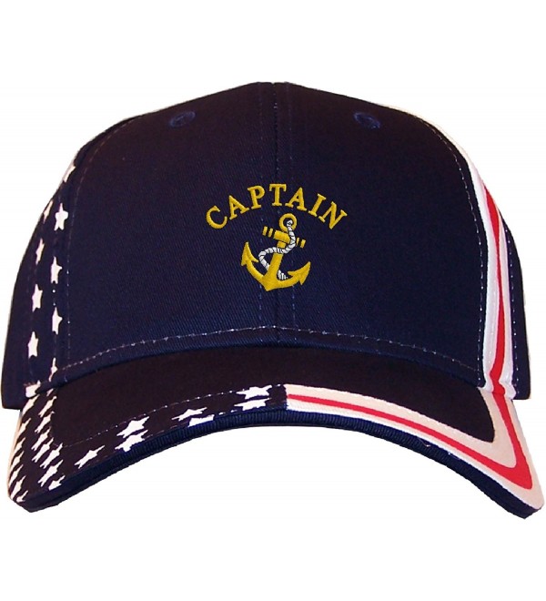 Spiffy Custom Gifts Captain Embroidered Stars & Stripes Baseball Cap Navy - CM12EDNLPUP