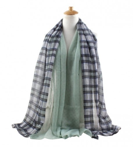 GERINLY - Plaid and Dots Print Cute Scarf Lightweight Summer Wrap - Pale Green - CJ12E3SNTTF