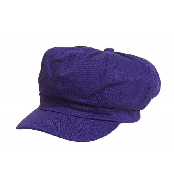 Cotton Elastic Newsboy Cap - Purple - C711DZQ1FJX