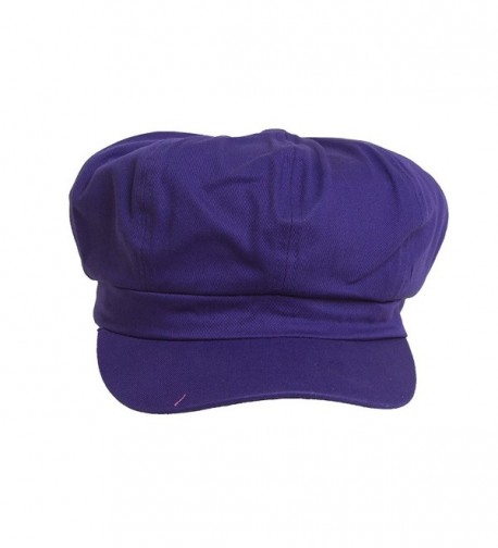 Cotton Elastic Newsboy Cap Purple