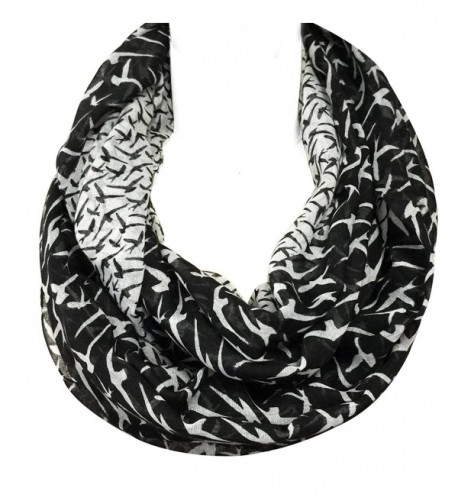 Bird Print Infinity Scarf Back and White CT124KBZEVL