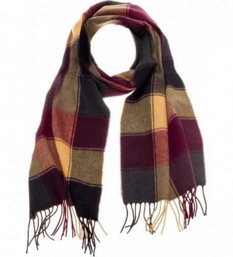 SilverHooks Soft & Warm Plaid Cashmere Scarf w/ Gift Box - Olive Yellow Plaid - CO185WH0WU9