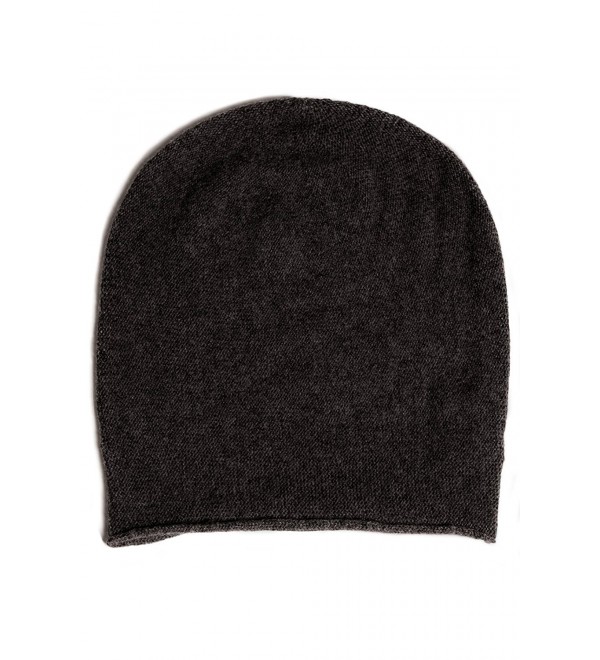 Fishers Finery Men's 100% Pure Cashmere Slouchy Beanie - Charcoal - CR11Q0OLBHX