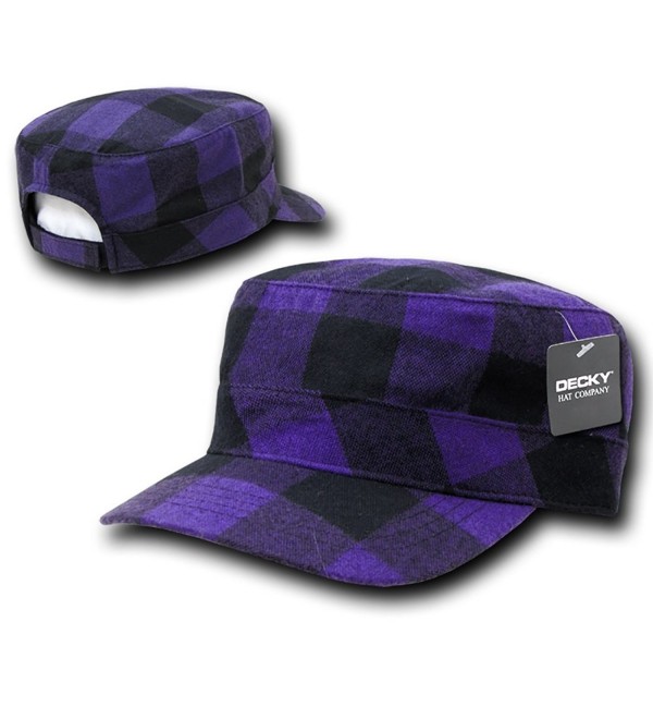 Military BDU Style Plaid Design Flat Top Adjustable Cap - Purple - CP12N20CNCC