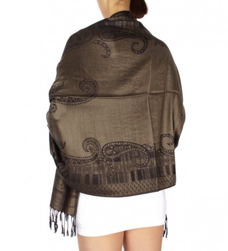 SERENITA Checker border paisley pashmina in Wraps & Pashminas