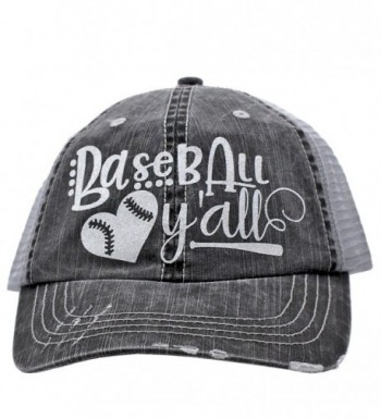 Cowgirl West Softball or Baseball Y'll Sports Distressed Trucker Style Cap Hat - Baseball - C717YXH97CZ