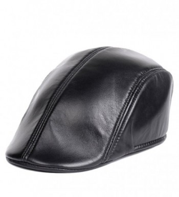 Men's Real Leather Fashion newsboy IVY Cabbie Cap Gatsby Flat Golf Hat ...