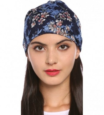 Ababalaya Women's Elegant Floral Lace Turban Cap Chemo Cancer Beanie Cap Nightcap - Sapphire - C4182SEHS97