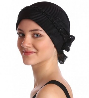 Braided & Pearl Detail Headwear for Hair Loss | Full Headcover - Black - CS11G7WDGR1