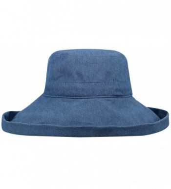 AshopZ Women's Sun Protective Foldable Wide Brim Cotton Bucket Hat - Denim Blue - CC12GV0L8AT
