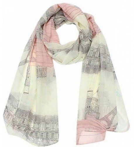 UGET Women's Voile Soft Long Scarf Eiffel Tower Printed Wrap Shawl Stole Scarves - CL126XCEOW5