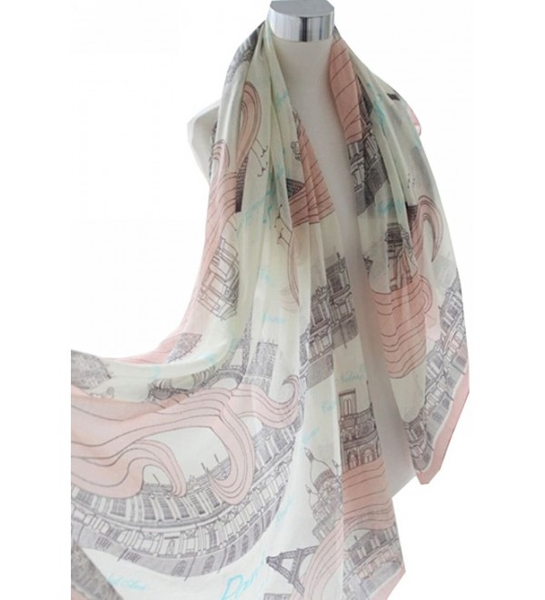 Women's Voile Soft Long Scarf Eiffel Tower Printed Wrap Shawl Stole ...