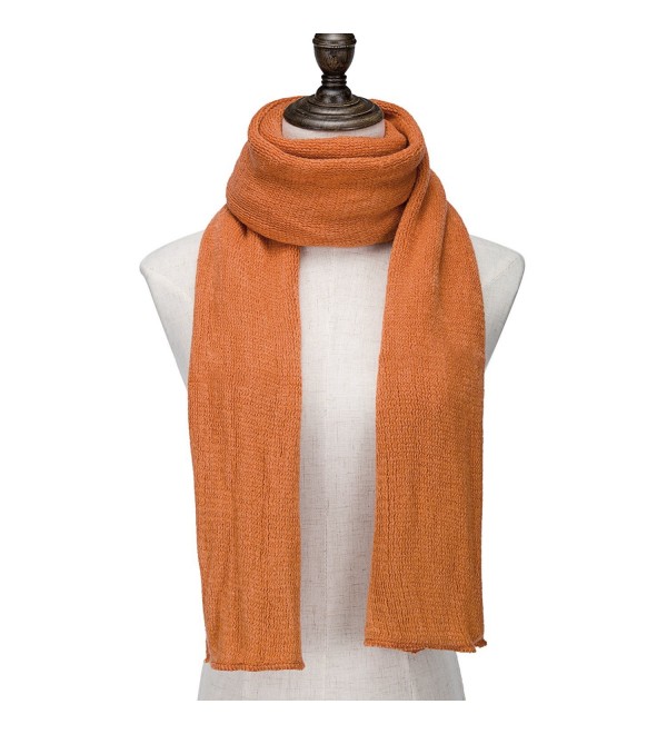 WINCAN Women's Fashion Long Scarf Winter Warm Infinity Scarves Pure Color - Orange - CZ12NEQPGOH