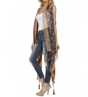 Patriotic Tassle Accent Vintage American in Fashion Scarves