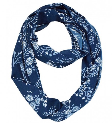 Peach Couture Exclusive Vintage Floral Prints Infinity Loop Scarves Light Scarf - Navy - C2123V1QMN5