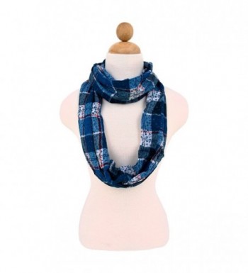 Plaid Stars Print Infinity Loop Fashion Scarf - Different Colors Available - Blue - C011KS2D47N