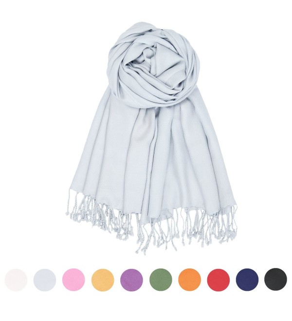 Stylish Silky Scarf Pashmina Solid Shawl Women love Fashion Wrap Silk Stole - Gray - CV1876W0LT8