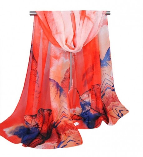 LEERYA Fashion New Lady Women's Long Soft Wrap Lady Shawl Silk Chiffon Scarf Scarves - Watermelon Red - CK12LW8BVIF