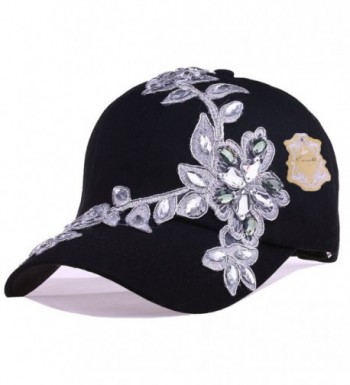 CRUOXIBB Crystal Baseball Sequins Rhinestone in Women's Baseball Caps