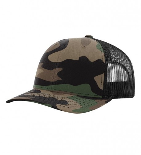 Richardson 112P Green Camo/Black Structured Snap Back Trucker Hat - CP185GURNZH