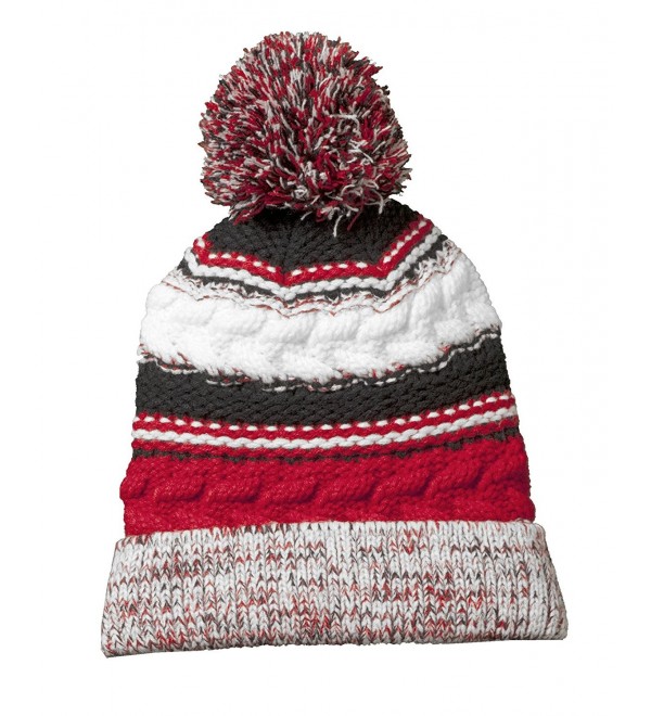 Joe's USA -Warm & Cozy Pom Pom Beanie in 7 Colors - True Red/ Black/ White - CR11SNJHCDP