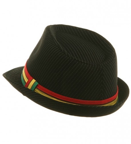 Pinstripe Rasta Fedora Hat Black