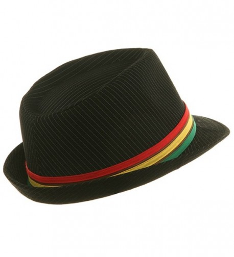 Pinstripe Rasta Fedora Hat Black in Men's Fedoras