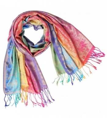 Bijoux De Ja Elephant Rainbow Soft Fringe Fashion Pashmina Pride Shawl Scarf Wrap - Rainbow 8 - CE188DSMD6T
