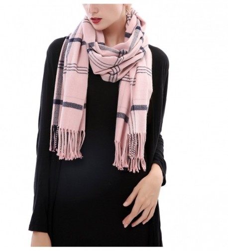 Aolige Super Soft Cashmere Blanket Winter Scarf Classic Lattice Warm Shawl for Women - Pink - CW186C6QU66