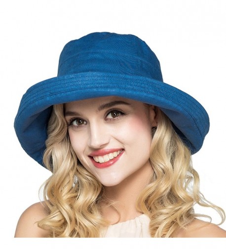 HH HOFNEN Summer Cotton Linen Packable Bucket Sun Hats For Women Fold-Up boonie Fishing Hat - Navy - CG17YGUG2WU