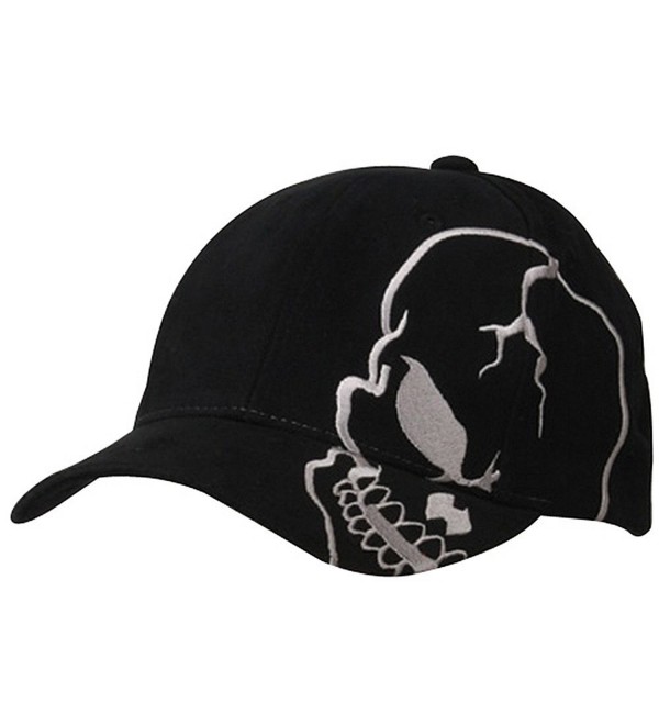 Skull Skeleton Cotton Adjustable Baseball Cap - Black/Grey - CC110H0B9MX