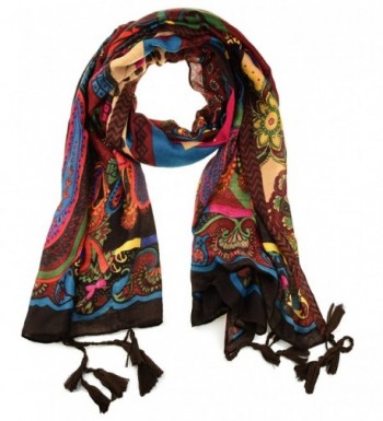 NKTM Twill Cotton Pashmina Shawl Wrap Paisley Pattern Scarf Womens Elephant Print Scarf - Type1 Red - CC12MAG9GJ9