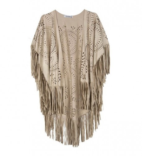 Frenshion Womens Hollow Asymmetric Fringed