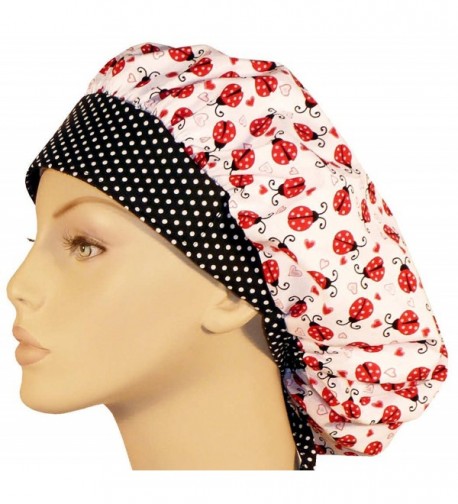 Designer Bouffant Medical Scrub Cap - Lady Bugs & Hearts - C112ODXP6IY