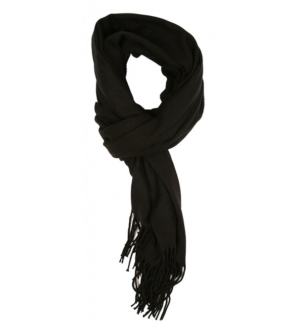 LibbySue-Cashmere Feel Solid Color Wrap- Shawl Pashmina - Black - CF11HQ1FVMF