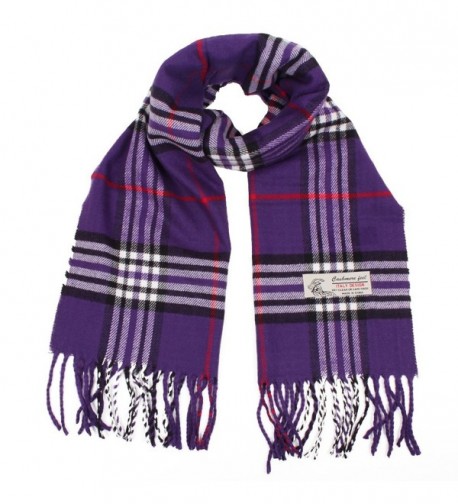 Plaid Cashmere Feel Classic Soft Luxurious Winter Scarf For Men Women - Purple - C418827YT5Z