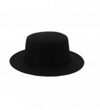 Women's Wide Brim Elegant Classic Wool Blend Fedora Hat Brim Flat Church Derby Cap - CE1879IYUAQ