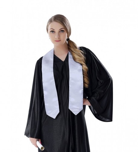 GraduationForYou Graduation Stole Made Of Bridal Shiny Satin For Your Graduation Ceremony - White - CS12K5YLD1H