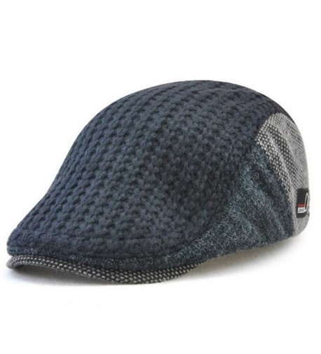 GESDY Men's Wool Knitted newsboy duckbill Warm Cap IVY Cabbie Drving Hat - Dark Blue - CW187K7696I