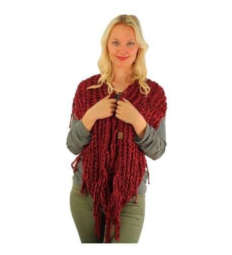 Winter Chenille Tassle Infinity Burgundy in Fashion Scarves