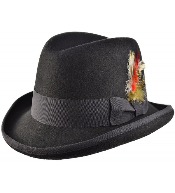 Black Wool Felt Classic Homburg Godfather / Churchill Hat in 4 Sizes - CL1855I7UTL