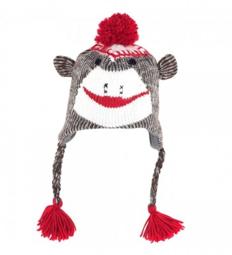 TG Adult Size Sock Monkey Knit Hat with Poly-Fleece Lining - CO115H64H9J